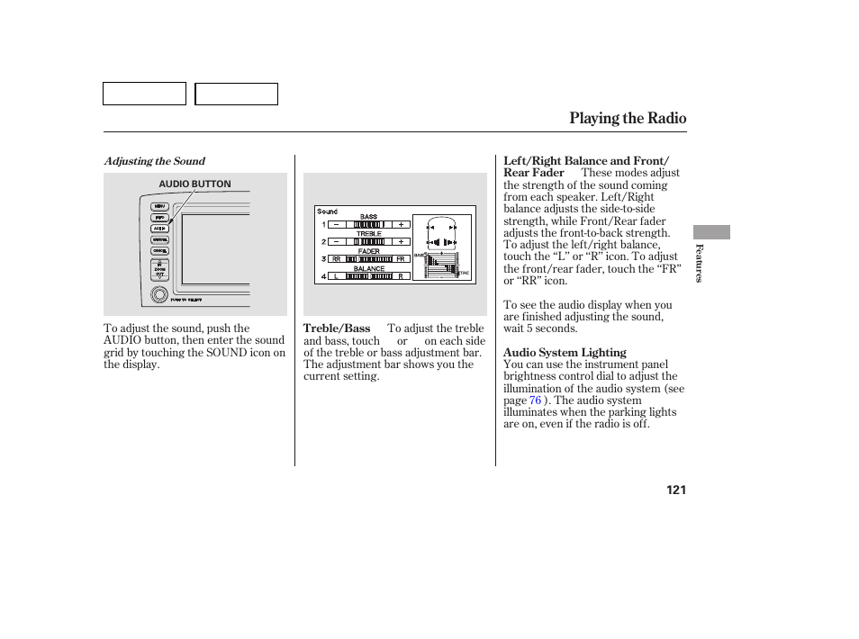 Playing the radio | HONDA 2007 Pilot - Owner's Manual User Manual | Page 124 / 319