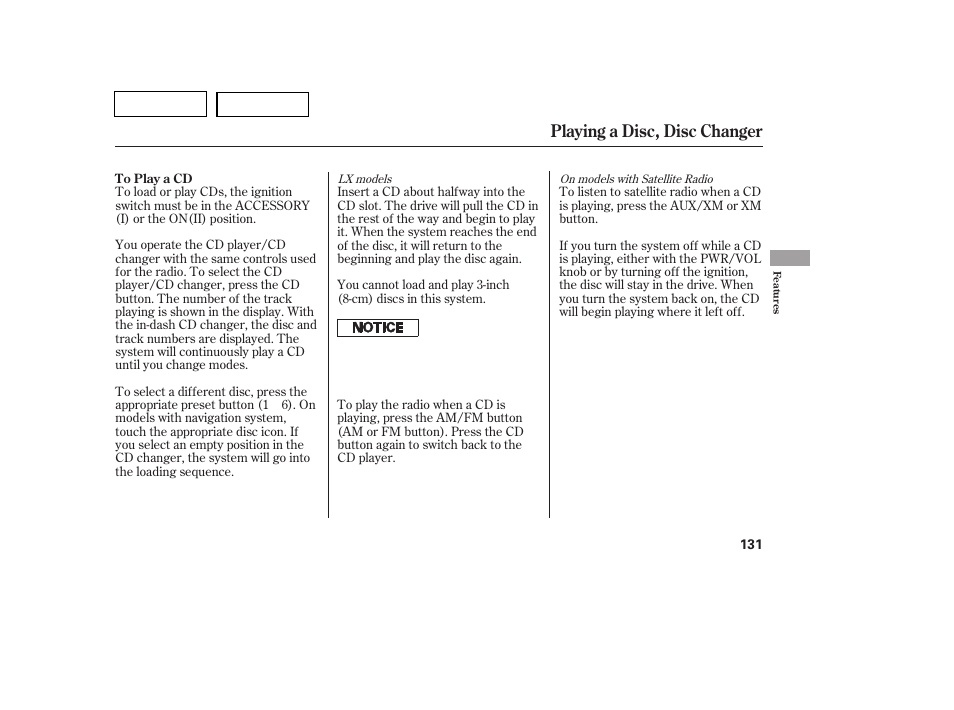 Playing a disc, disc changer | HONDA 2007 Pilot - Owner's Manual User Manual | Page 134 / 319