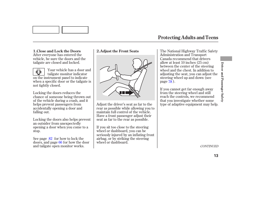 Protecting adults and teens | HONDA 2007 Pilot - Owner's Manual User Manual | Page 16 / 319