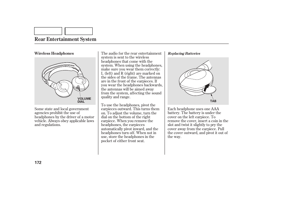 Rear entertainment system | HONDA 2007 Pilot - Owner's Manual User Manual | Page 175 / 319