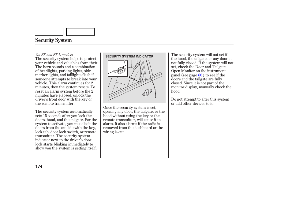 Security system | HONDA 2007 Pilot - Owner's Manual User Manual | Page 177 / 319