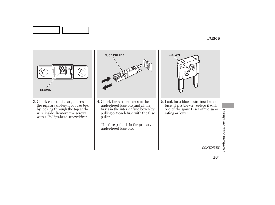 Fuses | HONDA 2007 Pilot - Owner's Manual User Manual | Page 284 / 319