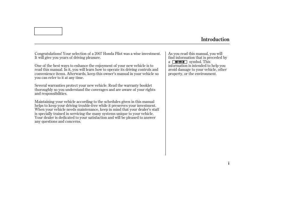 Tw0707ointrod, Introduction | HONDA 2007 Pilot - Owner's Manual User Manual | Page 3 / 319