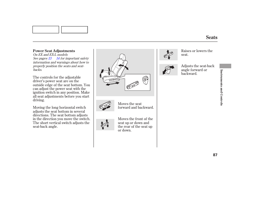 Seats | HONDA 2007 Pilot - Owner's Manual User Manual | Page 90 / 319