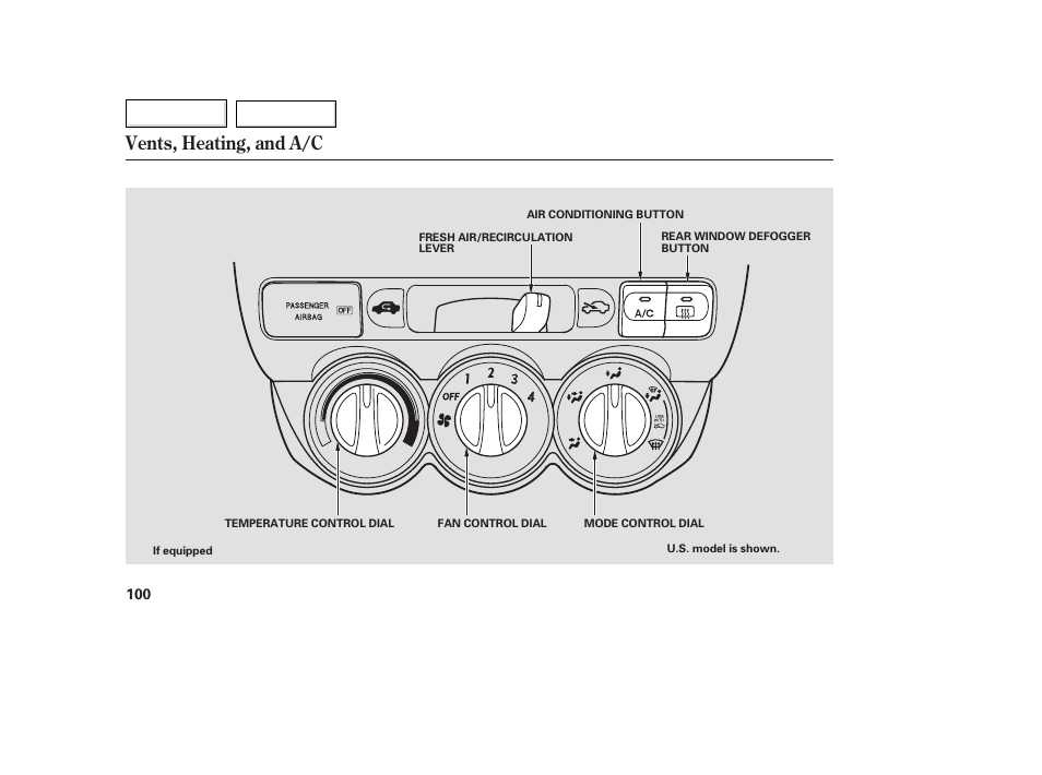 Aa0707o00100a, Vents, heating, and a/c | HONDA 2007 Fit - Owner's Manual User Manual | Page 102 / 258