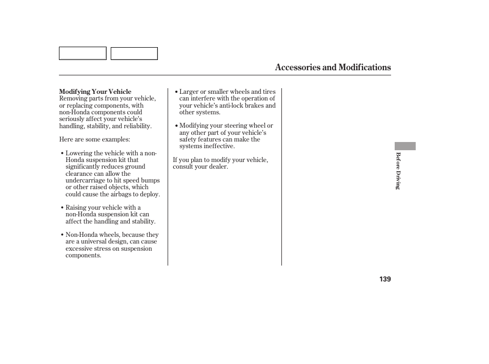 Accessories and modifications | HONDA 2007 Fit - Owner's Manual User Manual | Page 141 / 258