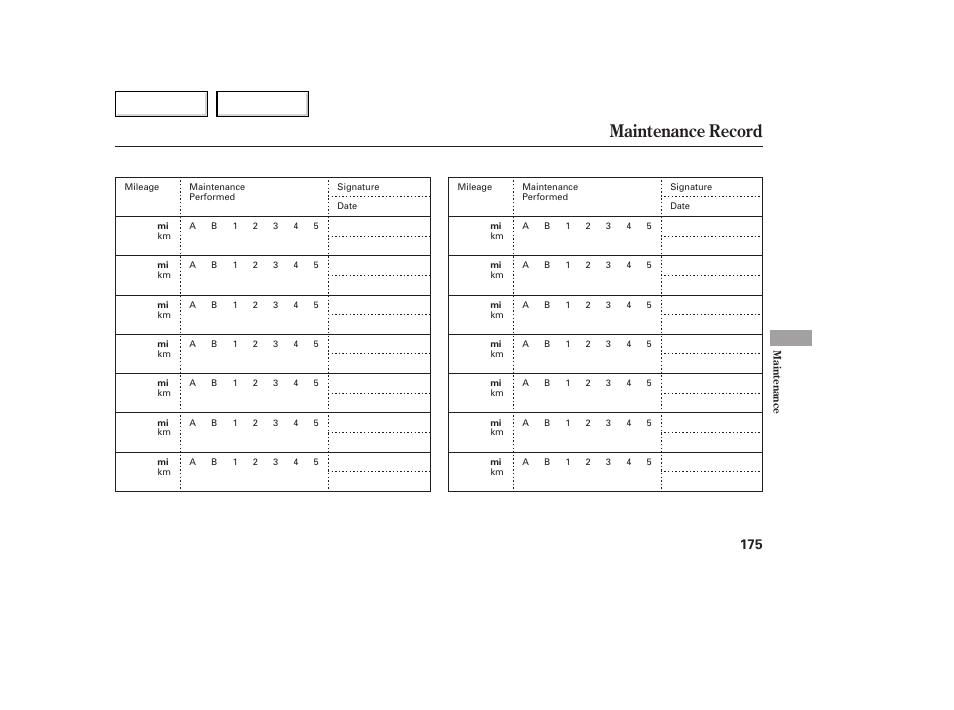 Maintenance record | HONDA 2007 Fit - Owner's Manual User Manual | Page 177 / 258