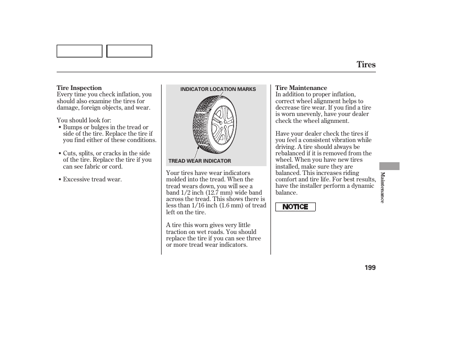 Aa0707o00199a, Tires | HONDA 2007 Fit - Owner's Manual User Manual | Page 201 / 258