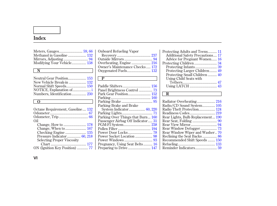 Index | HONDA 2007 Fit - Owner's Manual User Manual | Page 254 / 258