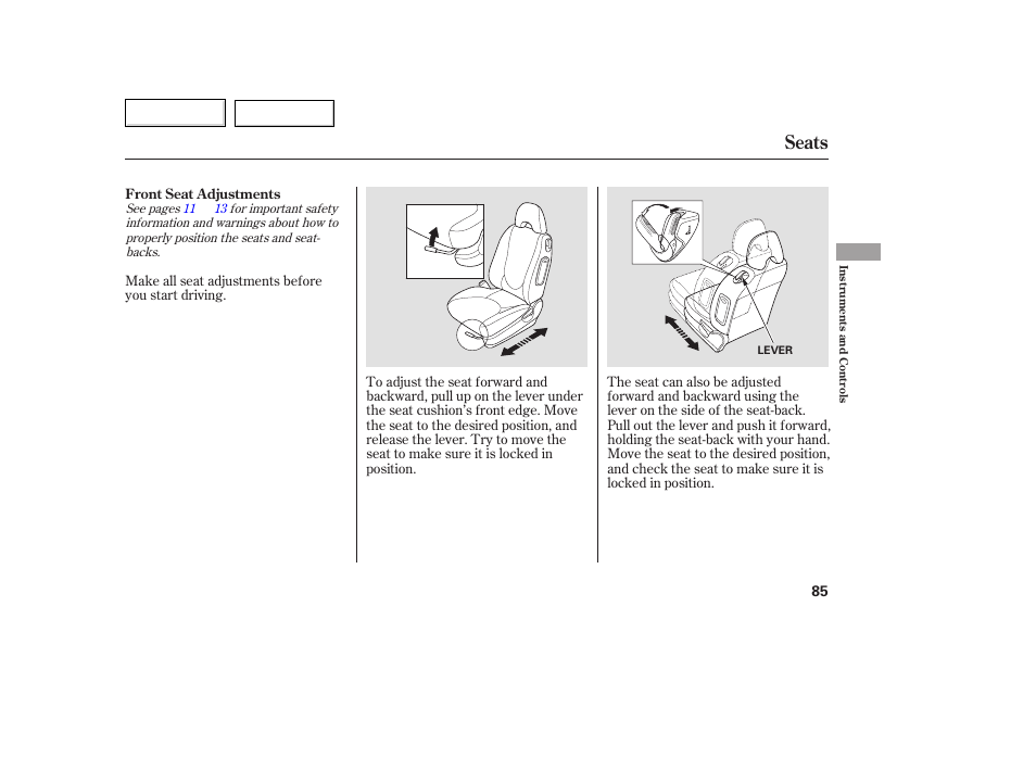 Aa0707o00085a, Seats | HONDA 2007 Fit - Owner's Manual User Manual | Page 87 / 258