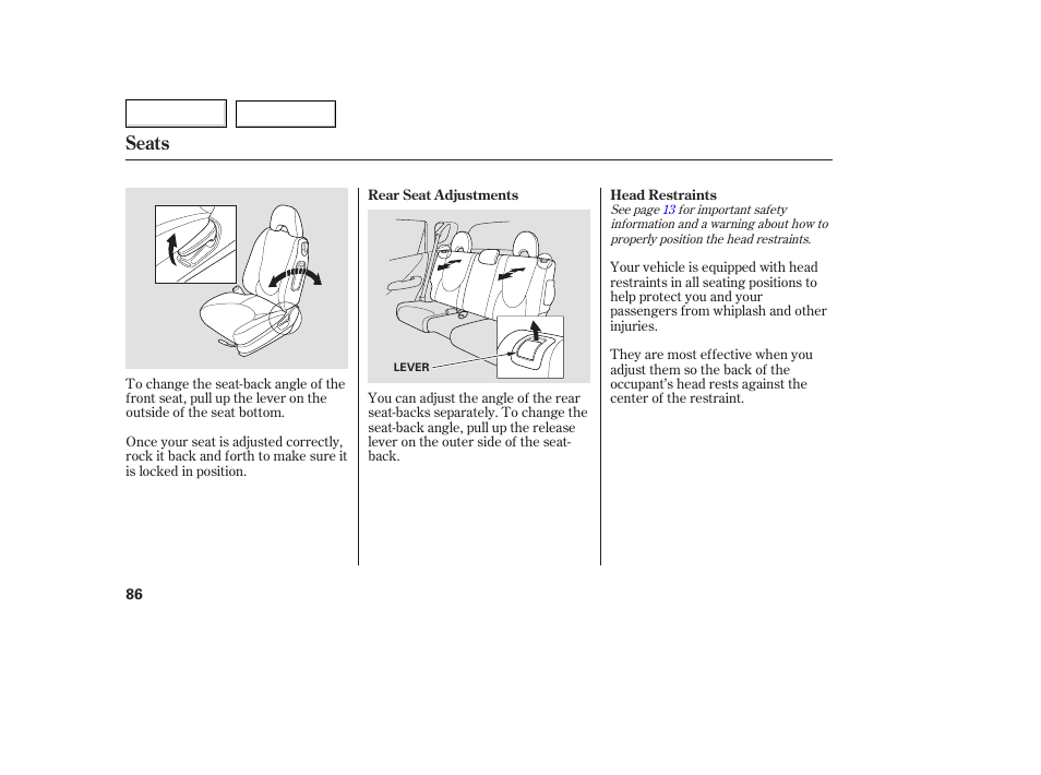 Seats | HONDA 2007 Fit - Owner's Manual User Manual | Page 88 / 258