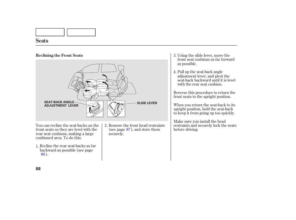 Seats | HONDA 2007 Fit - Owner's Manual User Manual | Page 90 / 258