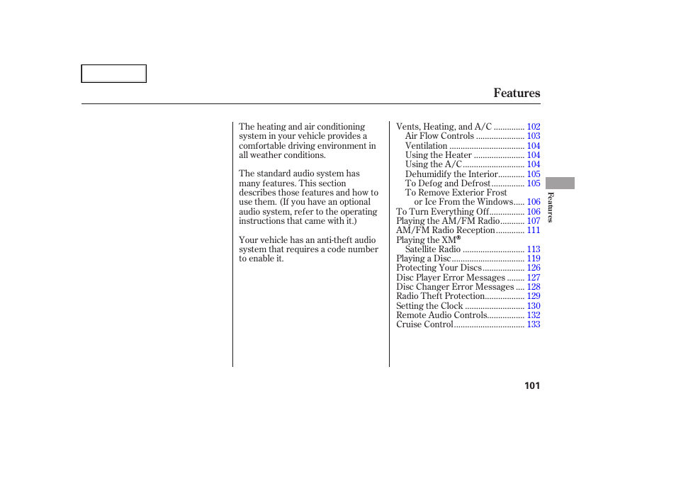 Features | HONDA 2007 Element - Owner's Manual User Manual | Page 104 / 275