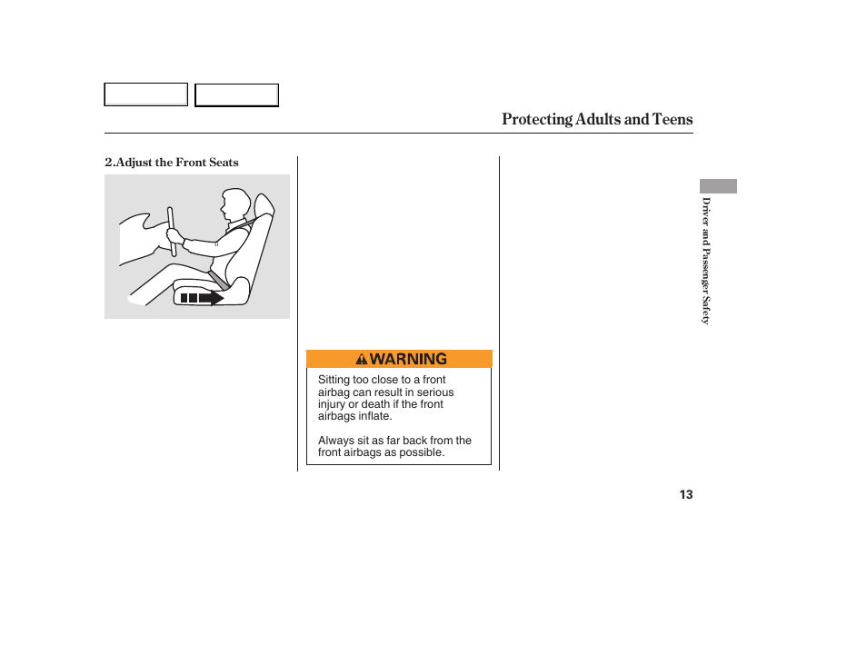 Protecting adults and teens | HONDA 2007 Element - Owner's Manual User Manual | Page 16 / 275