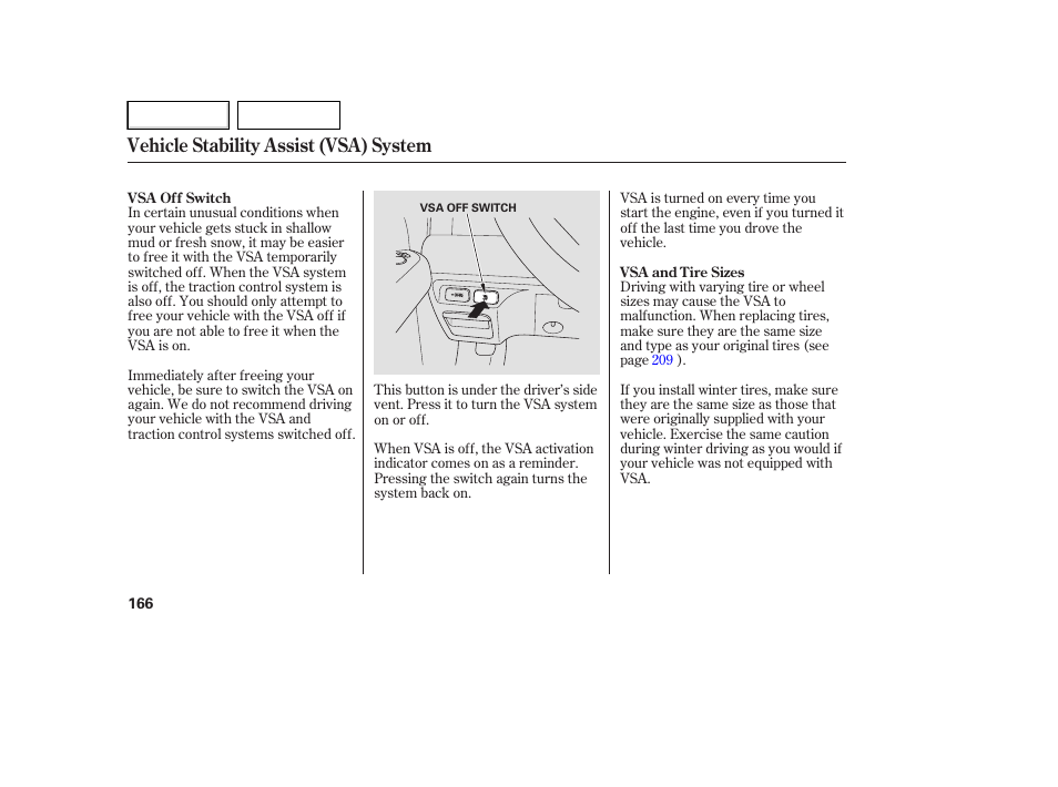 Vehicle stability assist (vsa) system | HONDA 2007 Element - Owner's Manual User Manual | Page 169 / 275