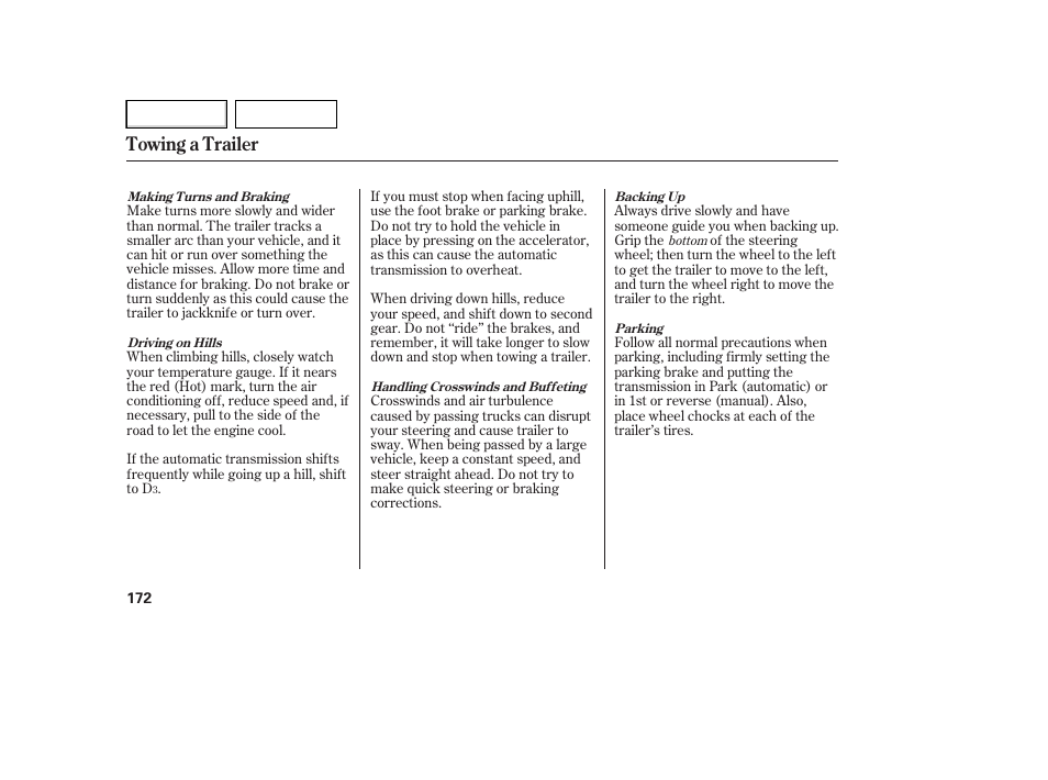 Towing a trailer | HONDA 2007 Element - Owner's Manual User Manual | Page 175 / 275