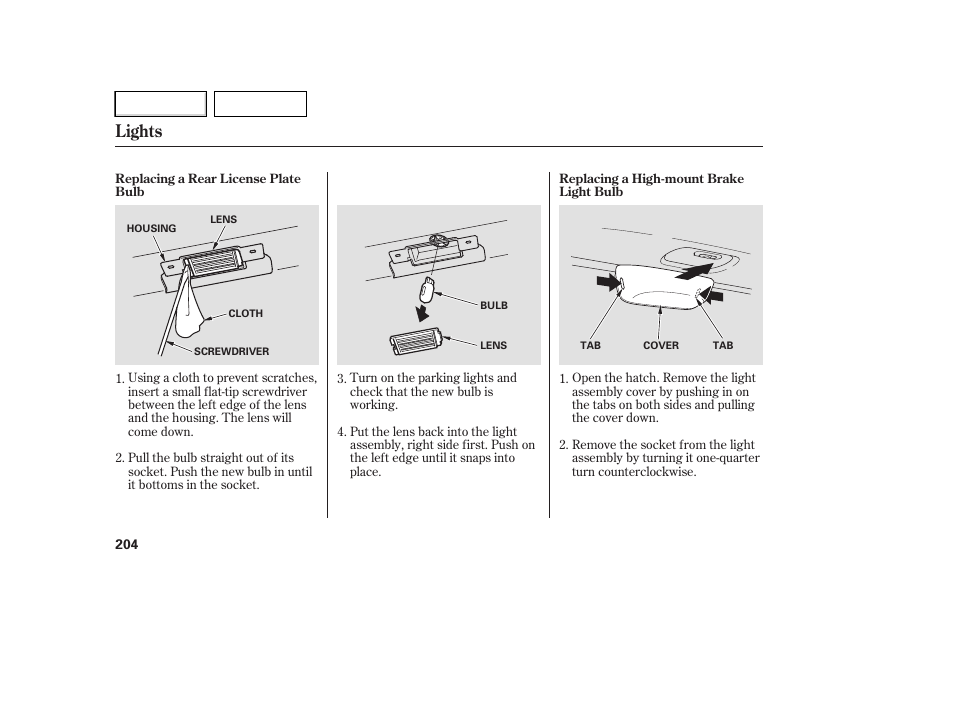 Lights | HONDA 2007 Element - Owner's Manual User Manual | Page 207 / 275