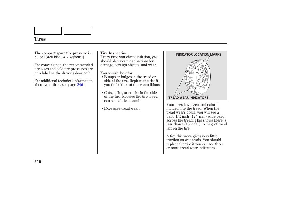 Tires | HONDA 2007 Element - Owner's Manual User Manual | Page 213 / 275