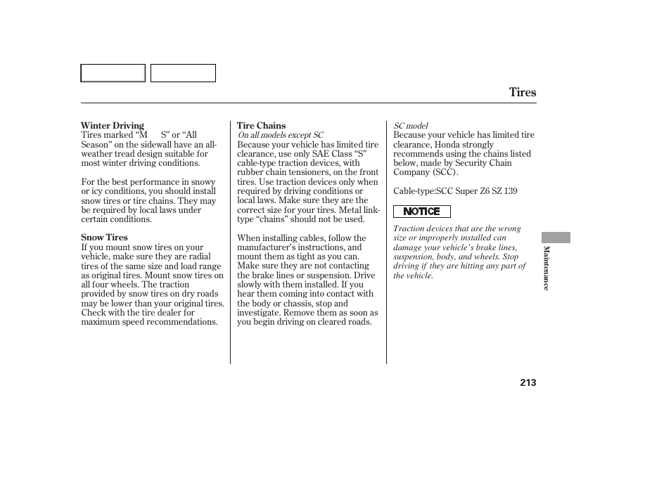 Tires | HONDA 2007 Element - Owner's Manual User Manual | Page 216 / 275