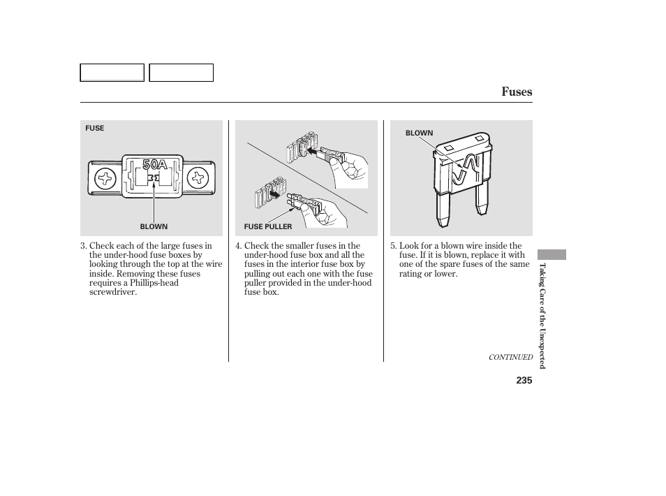 Fuses | HONDA 2007 Element - Owner's Manual User Manual | Page 238 / 275