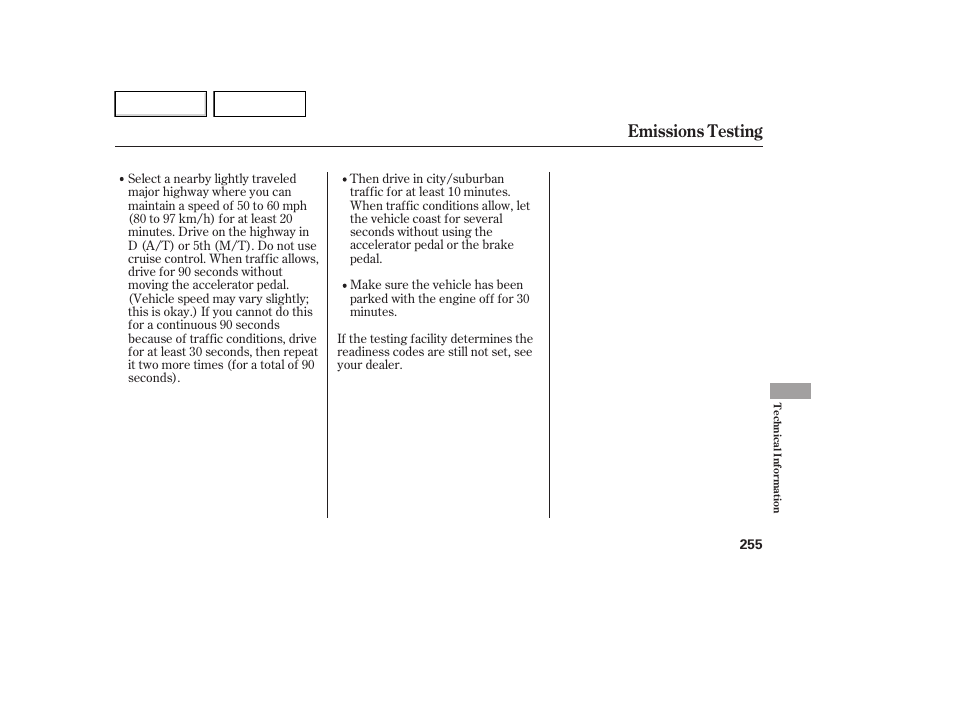 Emissions testing | HONDA 2007 Element - Owner's Manual User Manual | Page 258 / 275