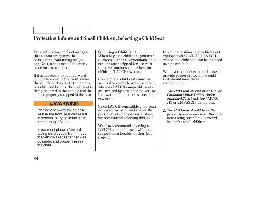 HONDA 2007 Element - Owner's Manual User Manual | Page 47 / 275