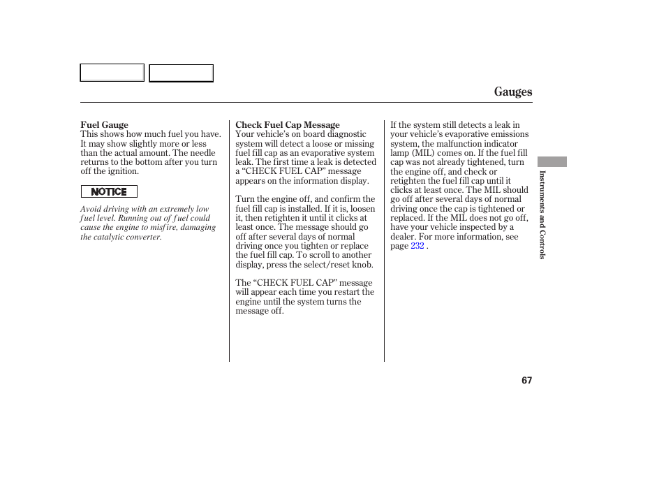 Gauges | HONDA 2007 Element - Owner's Manual User Manual | Page 70 / 275