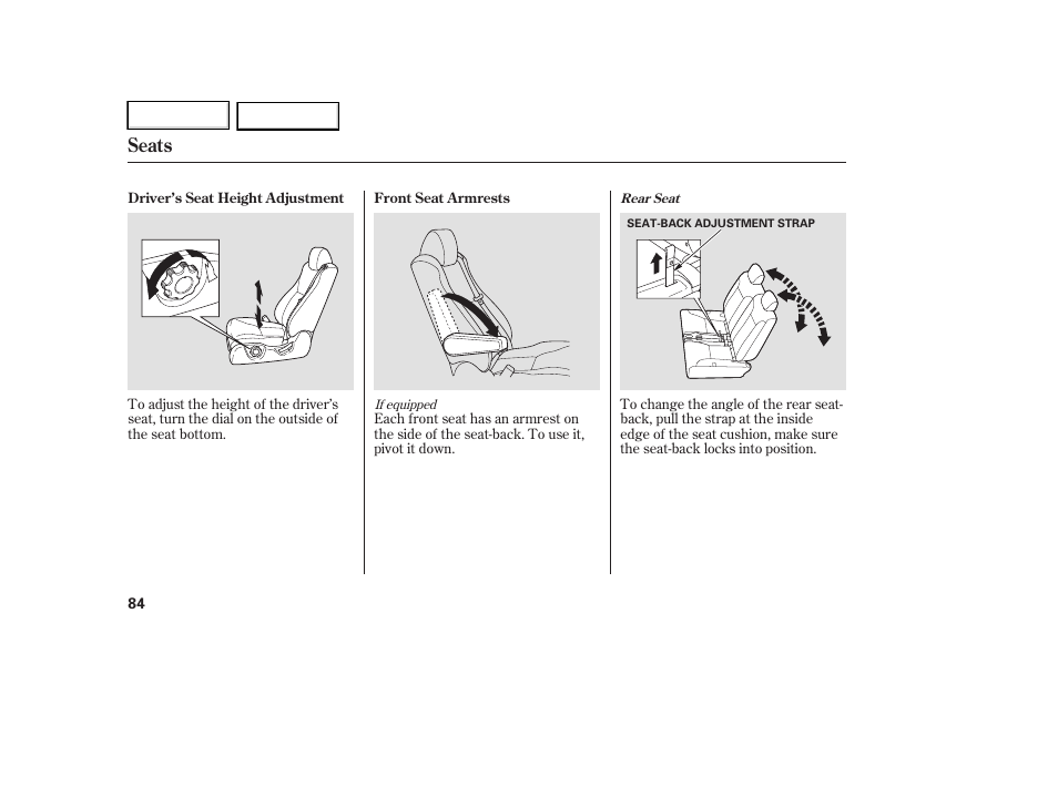 Seats | HONDA 2007 Element - Owner's Manual User Manual | Page 87 / 275