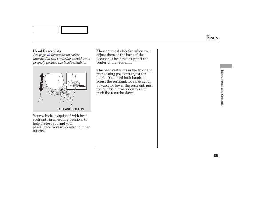 Seats | HONDA 2007 Element - Owner's Manual User Manual | Page 88 / 275