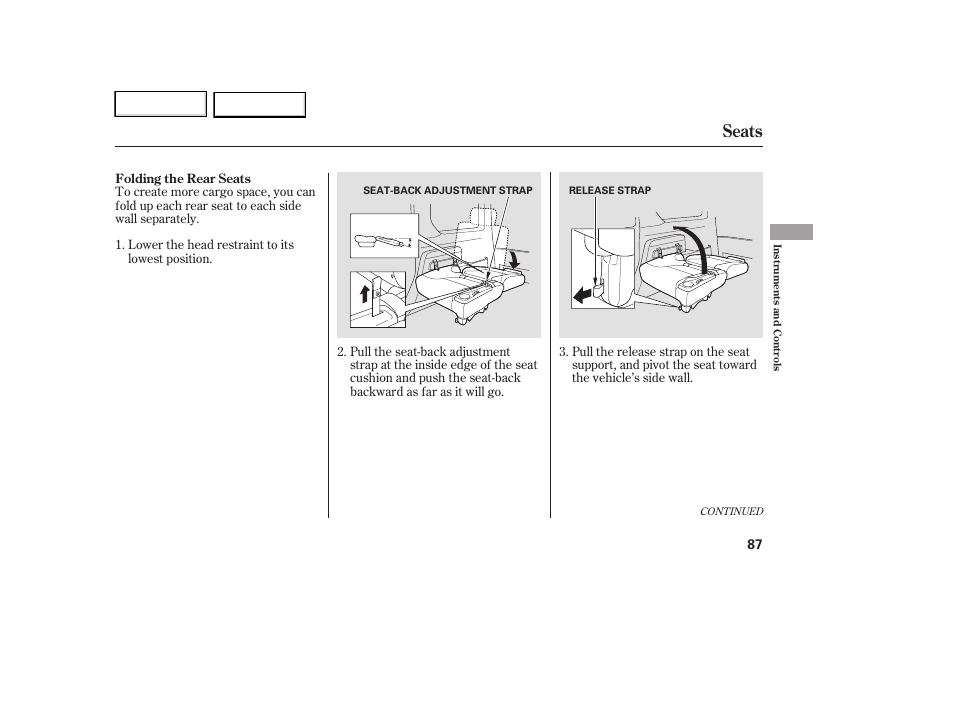 Seats | HONDA 2007 Element - Owner's Manual User Manual | Page 90 / 275