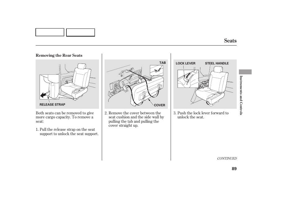 Seats | HONDA 2007 Element - Owner's Manual User Manual | Page 92 / 275