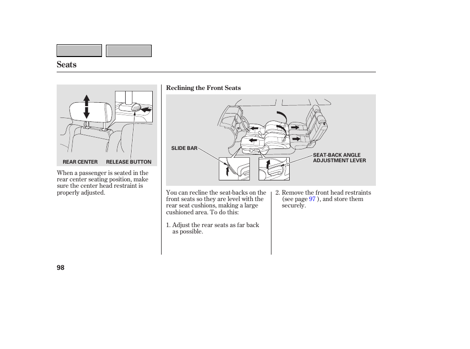Seats | HONDA 2007 CR-V - Owner's Manual User Manual | Page 102 / 352