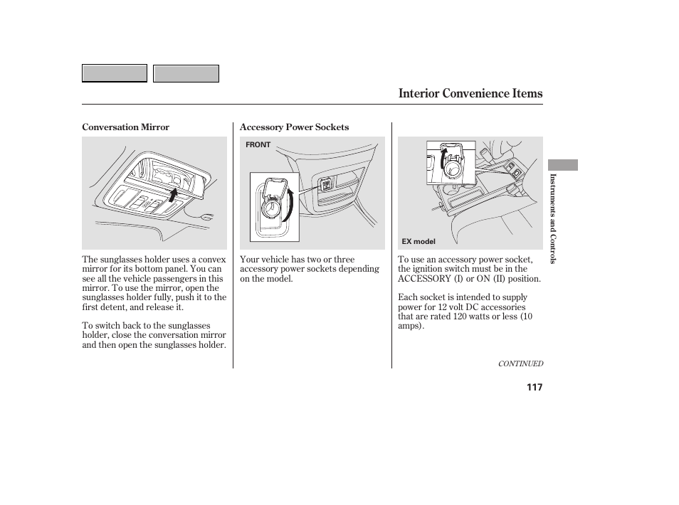 9b0707o00117a, Interior convenience items | HONDA 2007 CR-V - Owner's Manual User Manual | Page 121 / 352