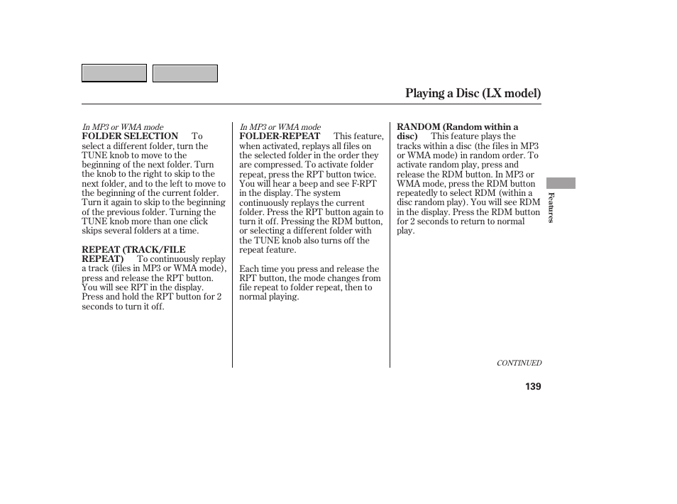 Playing a disc (lx model) | HONDA 2007 CR-V - Owner's Manual User Manual | Page 143 / 352