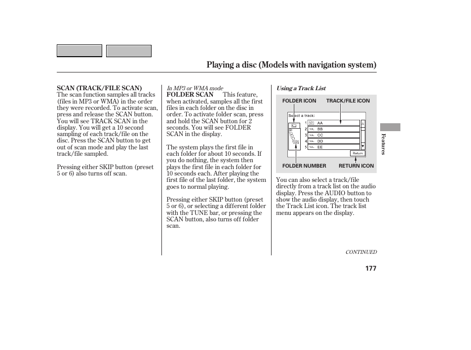 Playing a disc (models with navigation system) | HONDA 2007 CR-V - Owner's Manual User Manual | Page 181 / 352