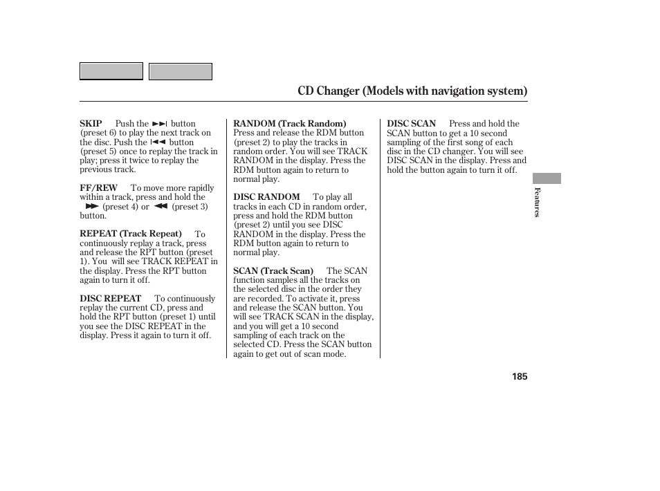 Cd changer (models with navigation system) | HONDA 2007 CR-V - Owner's Manual User Manual | Page 189 / 352