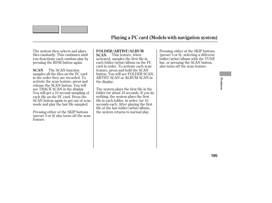 Playing a pc card (models with navigation system) | HONDA 2007 CR-V - Owner's Manual User Manual | Page 199 / 352