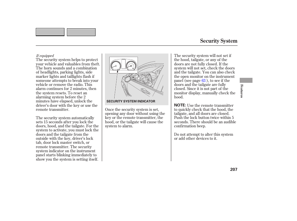 Security system | HONDA 2007 CR-V - Owner's Manual User Manual | Page 211 / 352