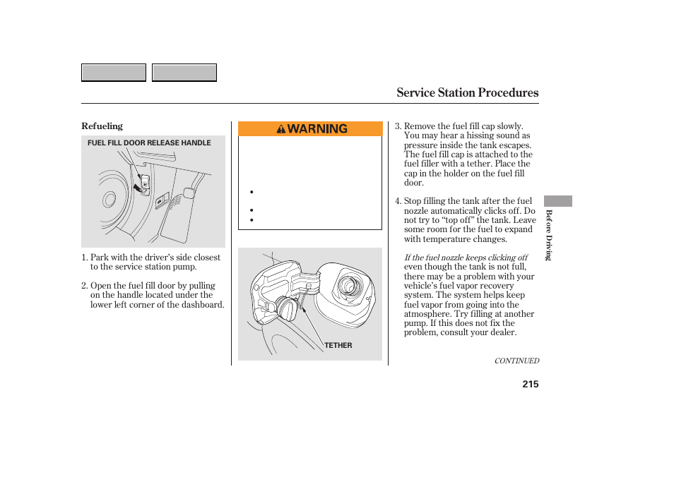 Service station procedures | HONDA 2007 CR-V - Owner's Manual User Manual | Page 219 / 352
