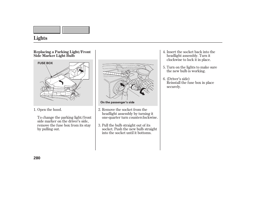 9b0707o00280a, Lights | HONDA 2007 CR-V - Owner's Manual User Manual | Page 284 / 352