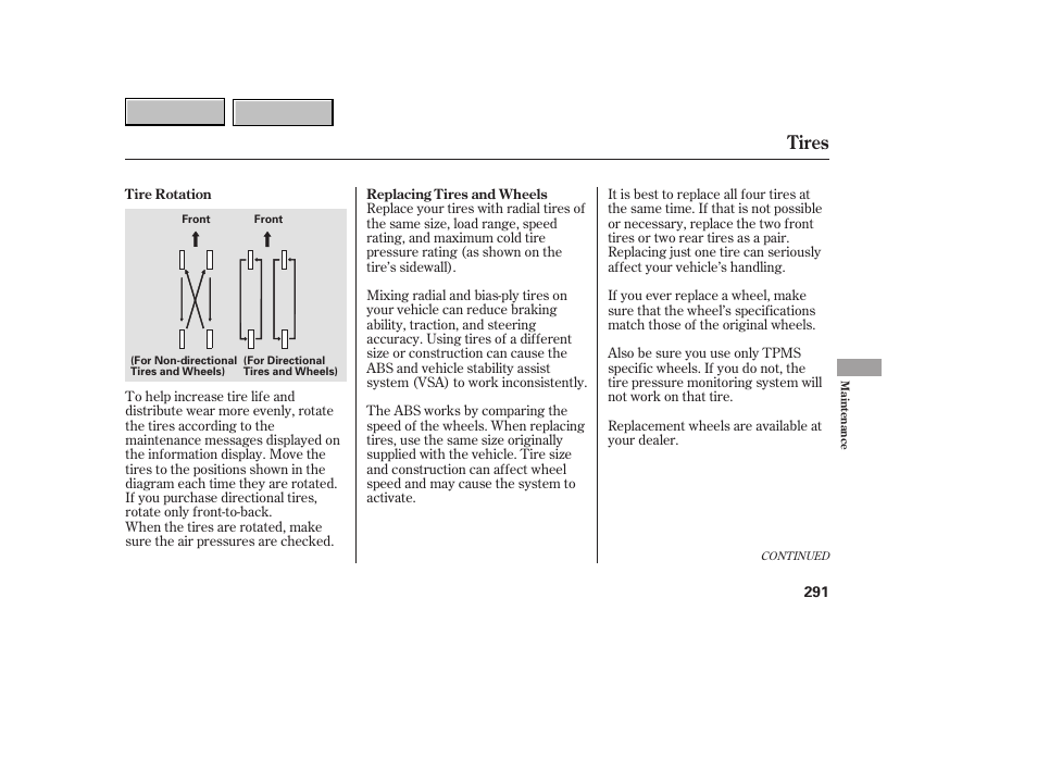 9b0707o00291a, Tires | HONDA 2007 CR-V - Owner's Manual User Manual | Page 295 / 352