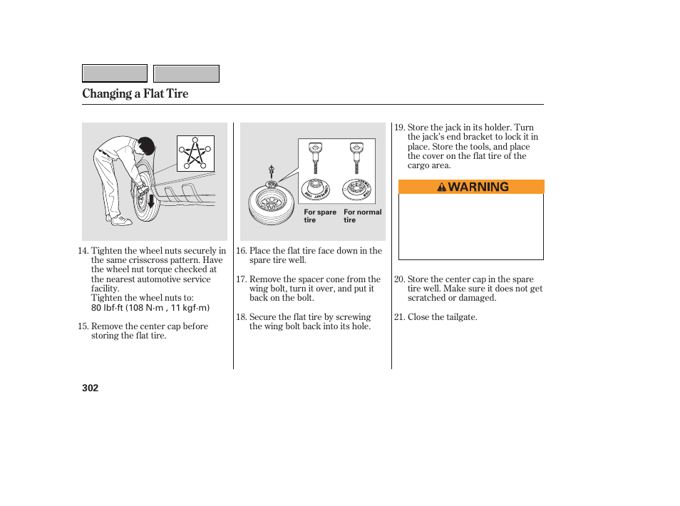 9b0707o00302a, Changing a flat tire | HONDA 2007 CR-V - Owner's Manual User Manual | Page 306 / 352