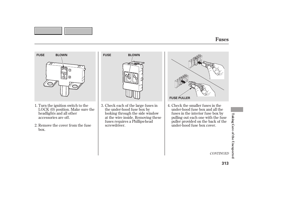 Fuses | HONDA 2007 CR-V - Owner's Manual User Manual | Page 317 / 352
