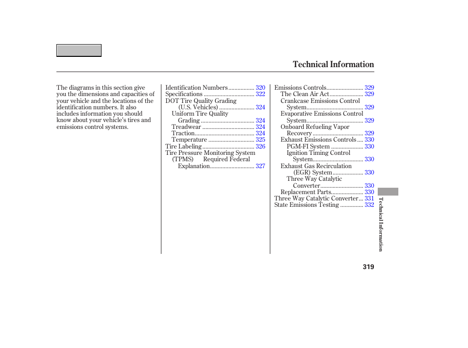 9b070708indxa, Technical information | HONDA 2007 CR-V - Owner's Manual User Manual | Page 323 / 352