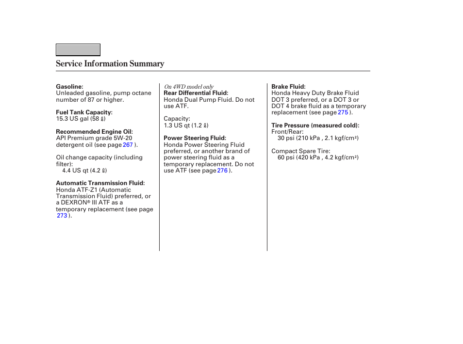 9b0707srvinfo, Service information summary | HONDA 2007 CR-V - Owner's Manual User Manual | Page 352 / 352