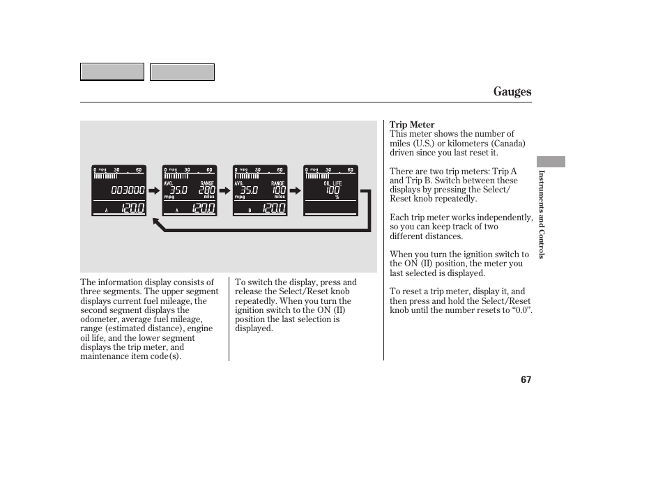 Gauges | HONDA 2007 CR-V - Owner's Manual User Manual | Page 71 / 352