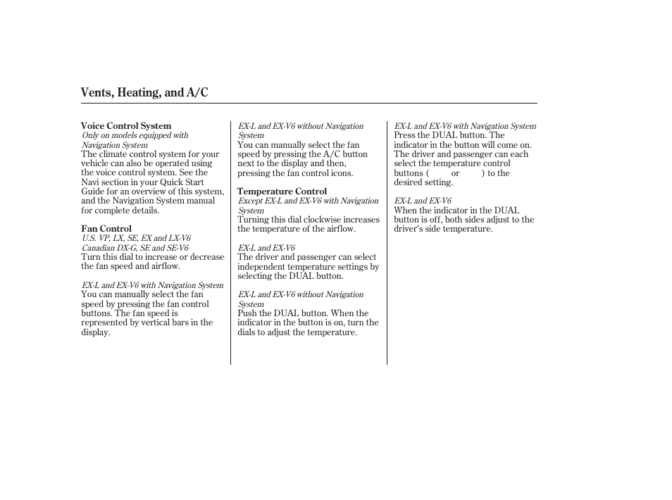 Vents, heating, and a/c | HONDA 2006 Accord Sedan - Owner's Manual User Manual | Page 105 / 292