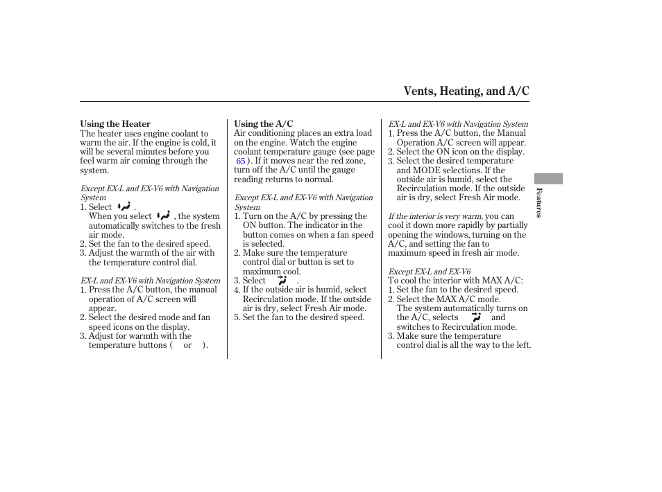 Vents, heating, and a/c | HONDA 2006 Accord Sedan - Owner's Manual User Manual | Page 108 / 292