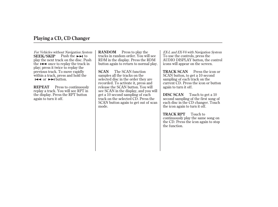 Playing a cd, cd changer | HONDA 2006 Accord Sedan - Owner's Manual User Manual | Page 127 / 292