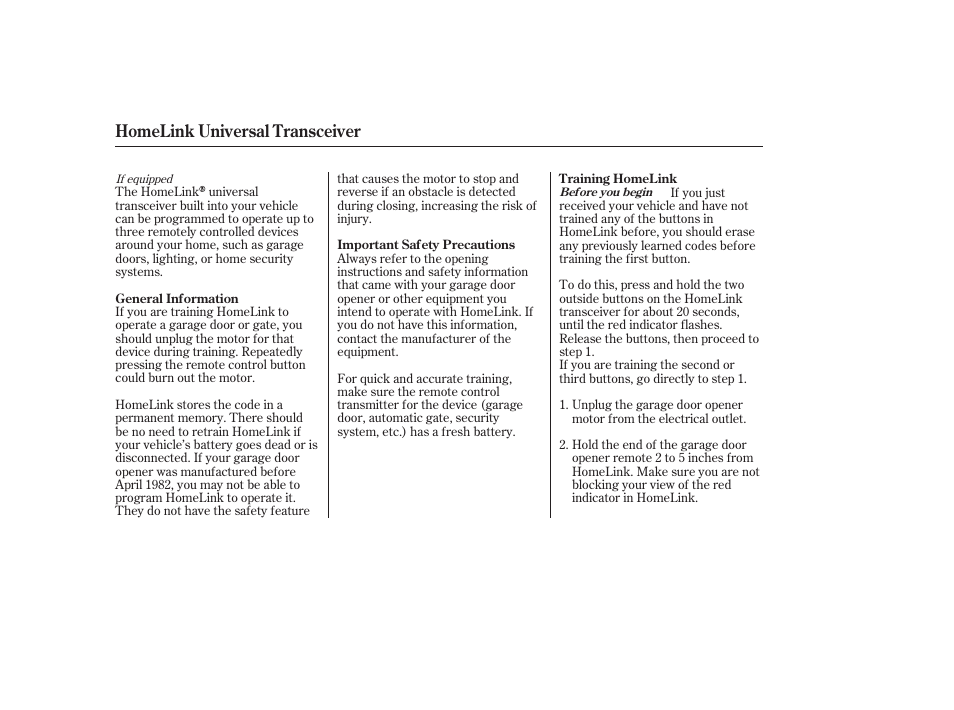 Homelink universal transceiver | HONDA 2006 Accord Sedan - Owner's Manual User Manual | Page 149 / 292